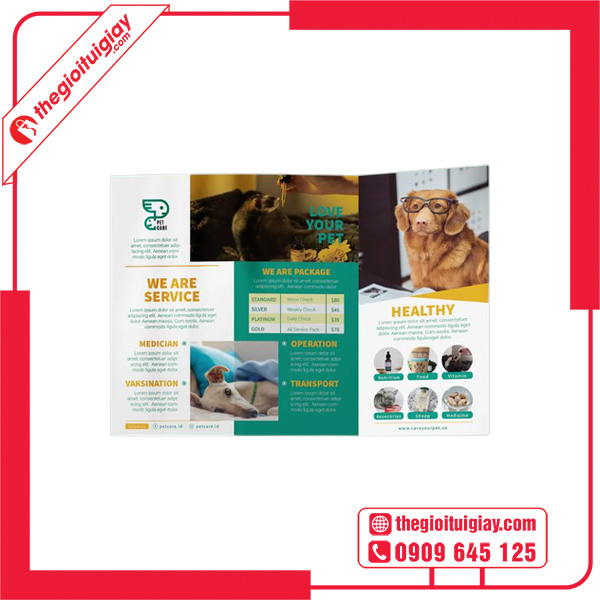 Mẫu brochure pet shop kiểu gấp chữ Z (Z – fold)