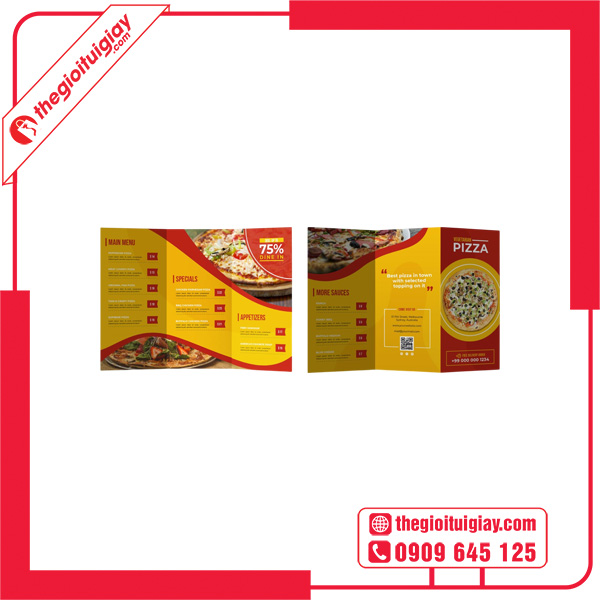 Mẫu brochure pizza gấp 3 phá cách