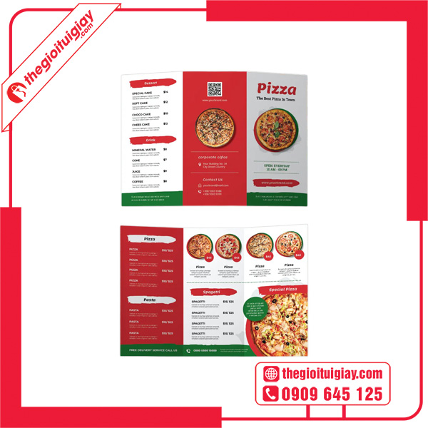  Mẫu brochure pizza màu trắng