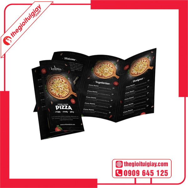 Mẫu brochure pizza màu đen huyền bí
