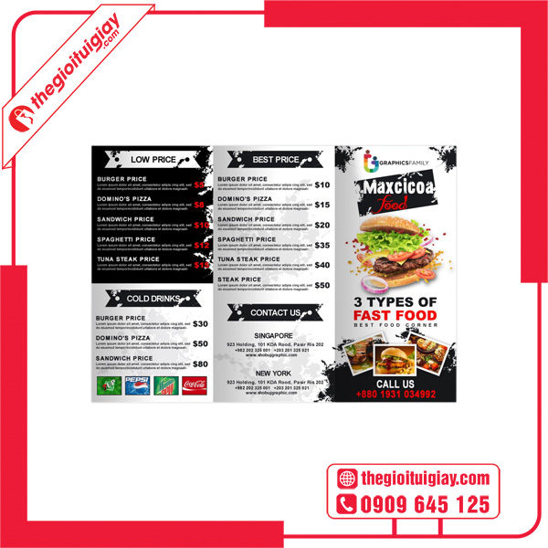 Mẫu brochure menu ấn tượng