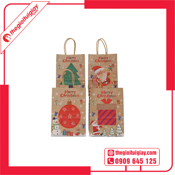 Mẫu túi giấy Noel in hình ông già Noel