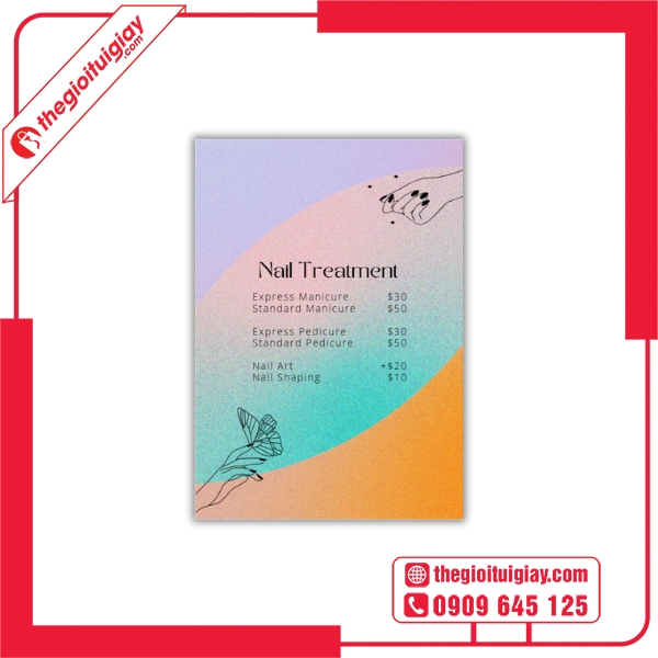 Tờ Rơi Menu Nail Treatment