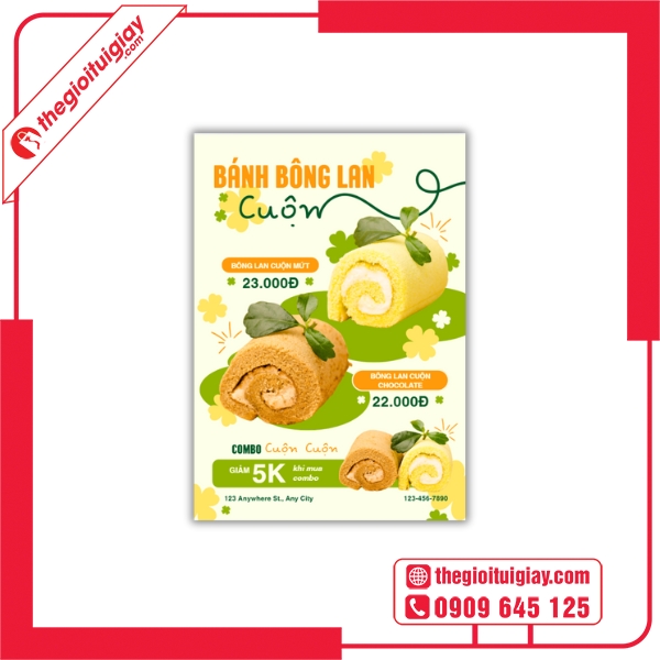  Tờ Rơi Menu Bánh Bông Lan Cuộn