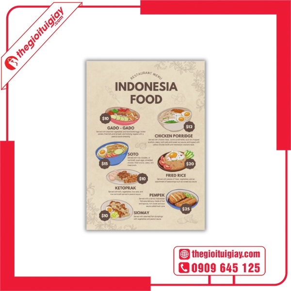 Tờ Rơi Restaurant Menu INDONESIA FOOD