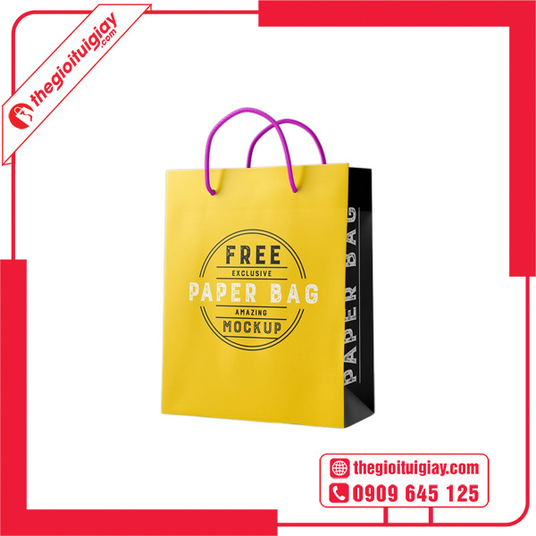 Mẫu túi giấy màu vàng cho shop thời trang