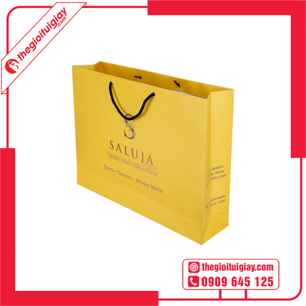 Mẫu túi giấy màu vàng SALUJA