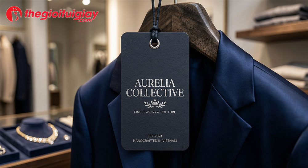 Mẫu tag giấy Ivory bo g&oacute;c, &eacute;p kim bạc