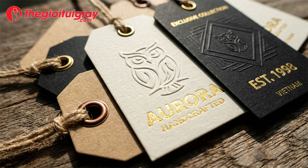 Mẫu tag treo được &eacute;p kim v&agrave; dập nổi