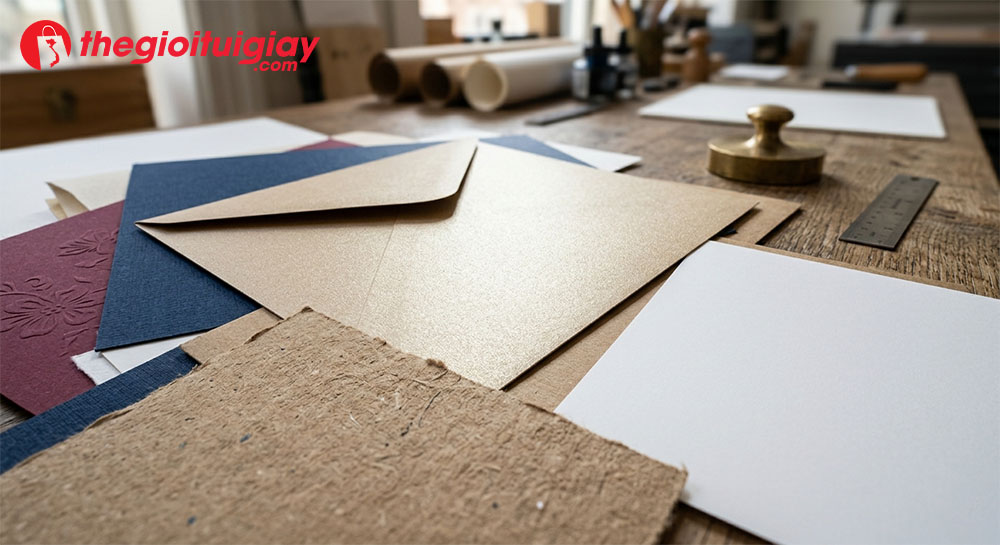 C&aacute;c loại chất liệu giấy mỹ thuật cao cấp c&oacute; v&acirc;n sần d&ugrave;ng để in phong b&igrave; nắp chữ V