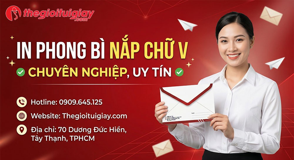 Thế Giới T&uacute;i Giấy - Xưởng In Phong B&igrave; Nắp Chữ V Chuy&ecirc;n Nghiệp To&agrave;n Quốc