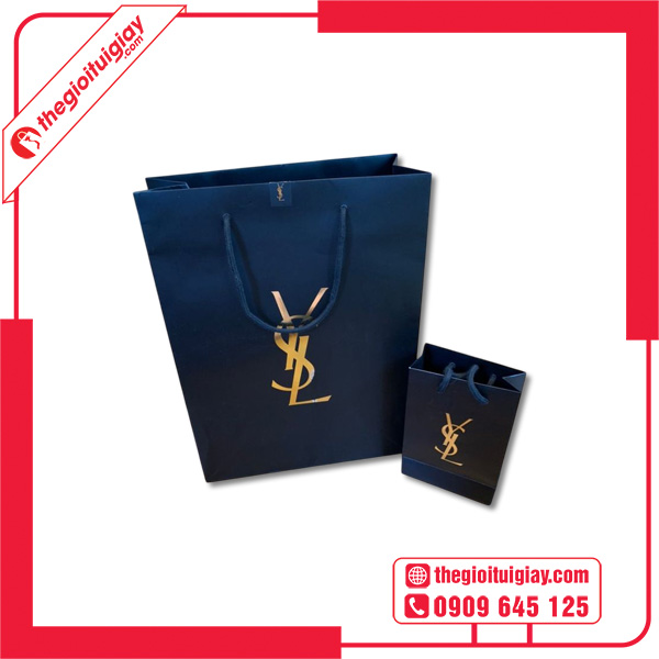 Mẫu túi giấy YSL màu xanh dương
