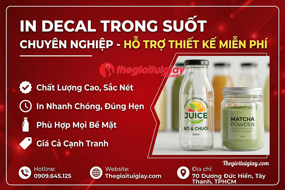 In Decal Trong Suốt Chuyên Nghiệp - Hỗ Trợ Thiết Kế Miễn Phí