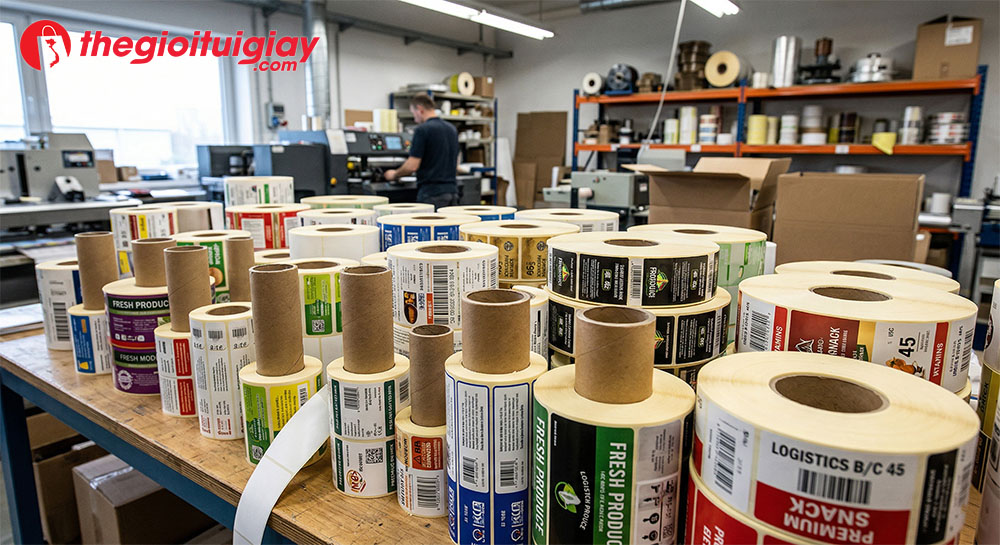 Th&agrave;nh phẩm in decal cuộn đa dạng k&iacute;ch thước được sản xuất tại xưởng Thế Giới T&uacute;i Giấy
