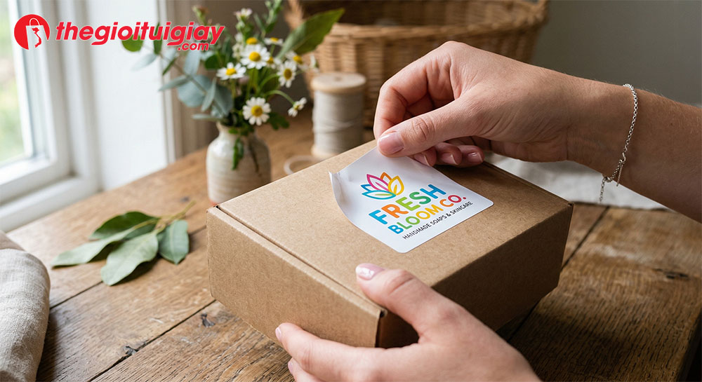 Mẫu in decal giấy trắng Couche hiển thị m&agrave;u sắc in ấn sắc n&eacute;t v&agrave; chi tiết