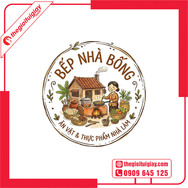 Mẫu logo ăn vặt BẾP NH&Agrave; BỐNG