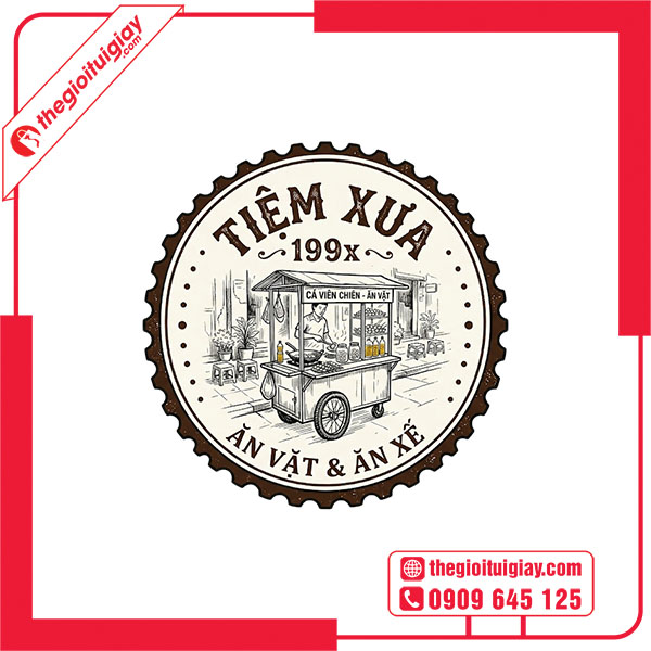Mẫu logo ăn vặt TIỆM XƯA 199X