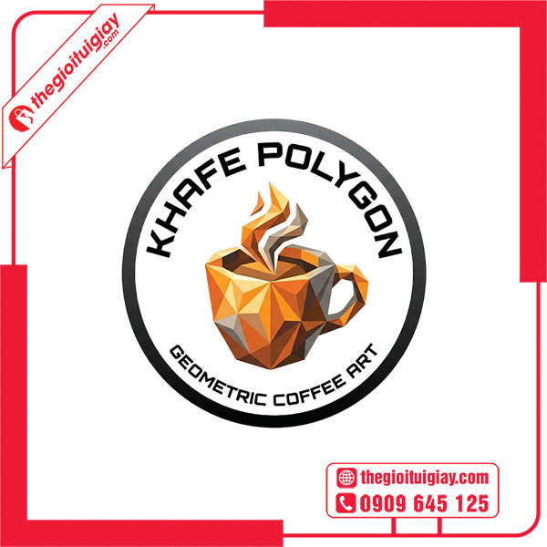 Mẫu logo c&agrave; ph&ecirc; Khafe Polygon