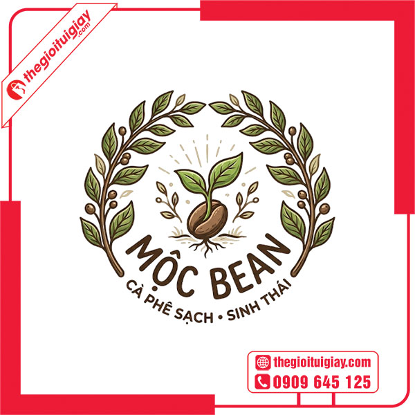 Mẫu logo c&agrave; ph&ecirc; Mộc Bean