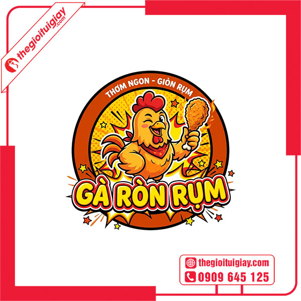 Mẫu logo qu&aacute;n ăn vặt, Fast Food G&Agrave; R&Ograve;N RỤM