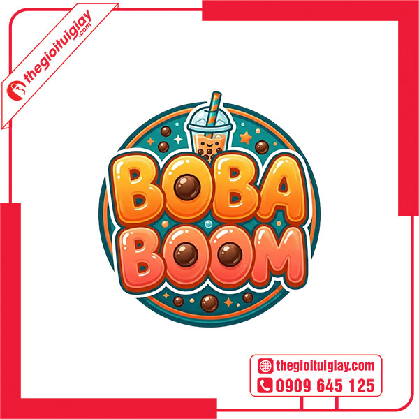 Mẫu logo tr&agrave; sữa BOBABOOM