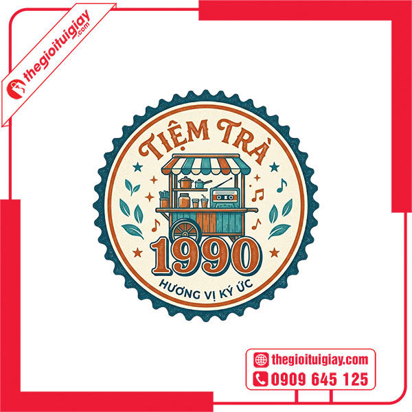 Mẫu logo tr&agrave; sữa TIỆM TR&Agrave; 1990