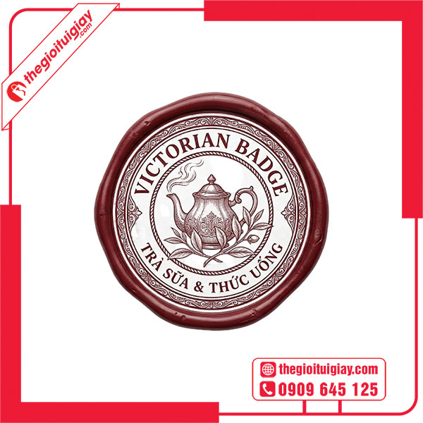 Mẫu logo tr&agrave; sữa VICTORIAN BADGE