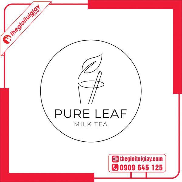 Mẫu logo tr&agrave; sữa PURE LEAF