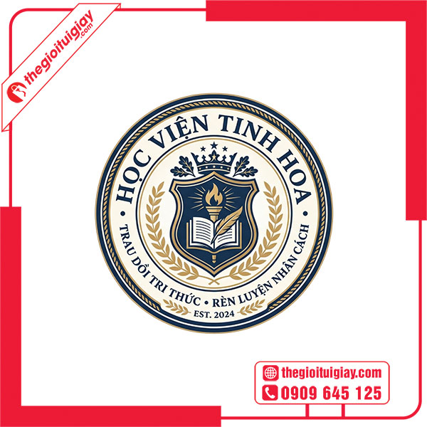 Mẫu logo tr&ograve;n HỌC VIỆN TINH HOA