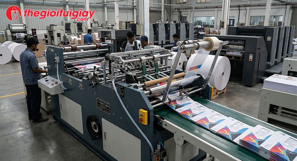 Hệ thống m&aacute;y m&oacute;c gia c&ocirc;ng bế d&aacute;n in phong b&igrave; c&oacute; cửa sổ tự động