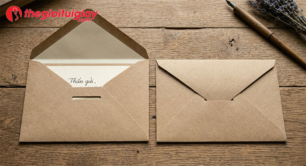 Cận cảnh cấu tạo của phong b&igrave; nắp g&agrave;i với phần nắp v&agrave; khe cắm th&ocirc;ng minh, tiện lợi kh&ocirc;ng cần d&ugrave;ng keo d&aacute;n