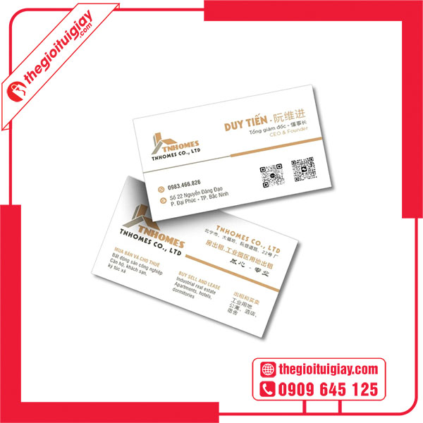 Mẫu card visit song ngữ TNHOMES