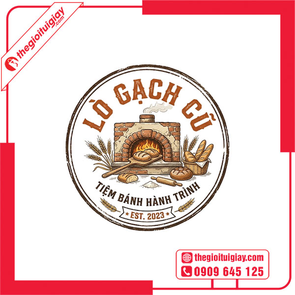 Mẫu logo tiệm b&aacute;nh L&Ograve; GẠCH CŨ