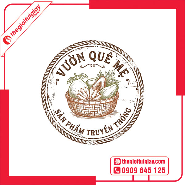 Mẫu logo trái cây VƯỜN QUÊ MẸ