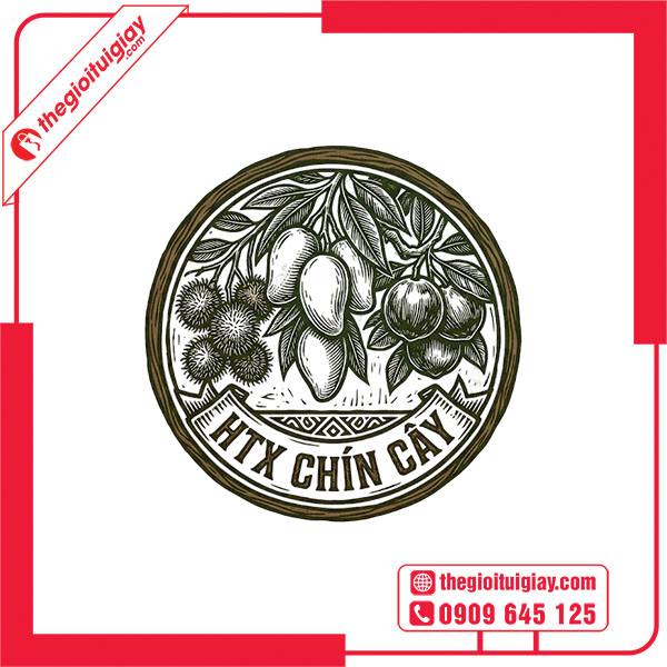 Mẫu logo trái cây HTX CHÍN CÂY
