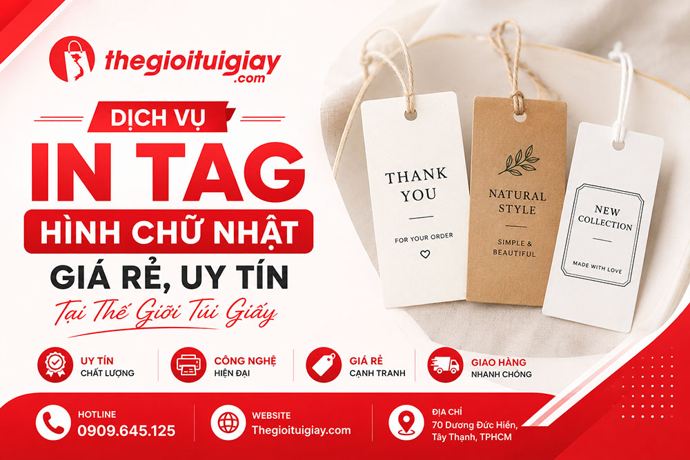 Dịch Vụ In Tag H&igrave;nh Chữ Nhật Gi&aacute; Rẻ, Uy T&iacute;n Tại Thế Giới T&uacute;i Giấy
