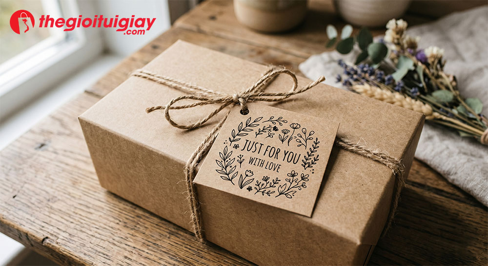 Mẫu tag giấy kraft h&igrave;nh vu&ocirc;ng phong c&aacute;ch vintage cho đồ handmade
