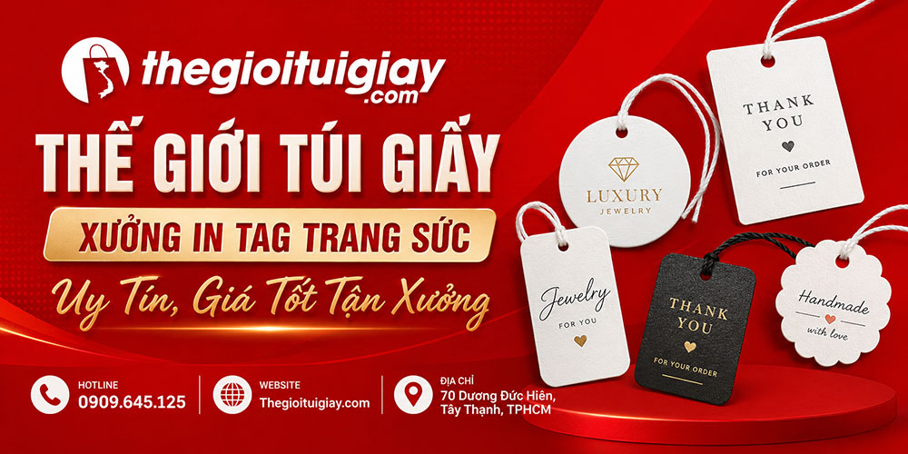Thế Giới T&uacute;i Giấy - Xưởng In Tag Trang Sức Uy T&iacute;n, Gi&aacute; Tốt Tận Xưởng