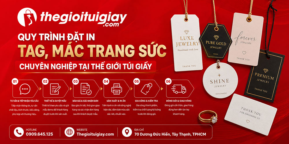 Quy tr&igrave;nh c&aacute;c bước đặt l&agrave;m thẻ treo trang sức tại Thế Giới T&uacute;i Giấy