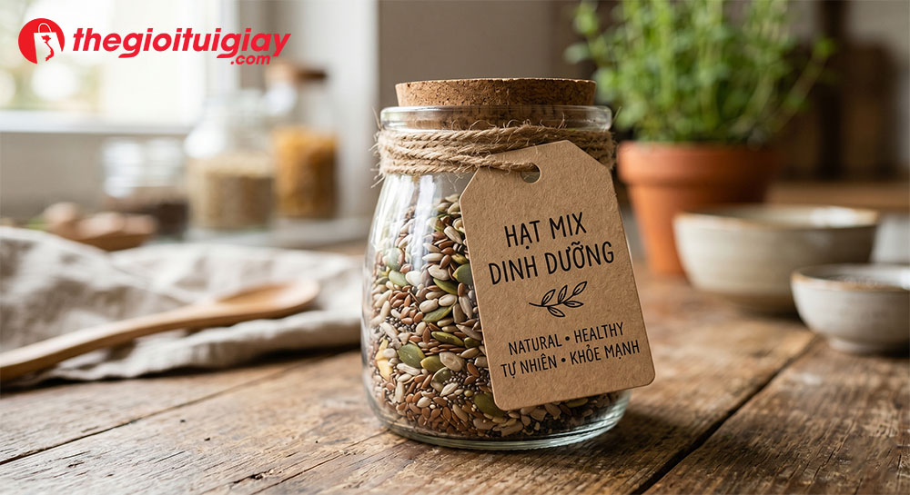 Tag treo h&igrave;nh chữ nhật đục lỗ xỏ d&acirc;y thừng gai mộc mạc