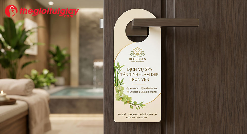 Mẫu thẻ treo cửa quảng c&aacute;o spa l&agrave;m đẹp