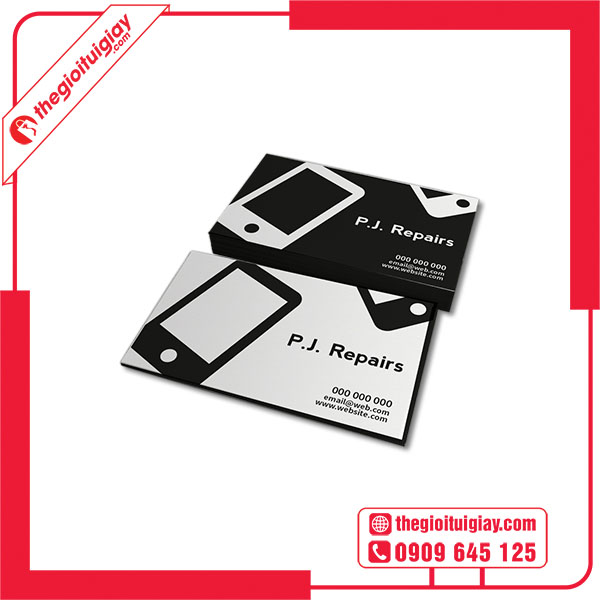 Mẫu card visit cửa hàng điện thoại P.J. Repairs