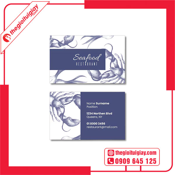 Mẫu card visit hải sản đẹp mắt