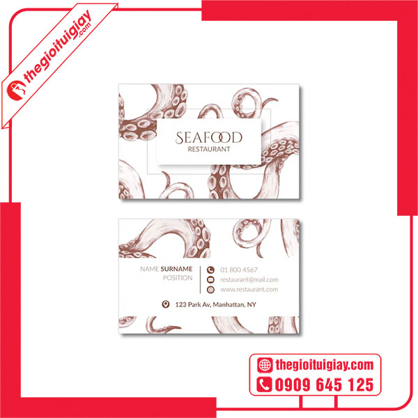 Mẫu card visit hải sản sáng tạo