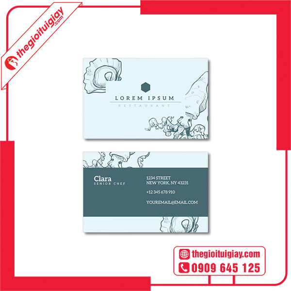 Mẫu card visit hải sản Clara