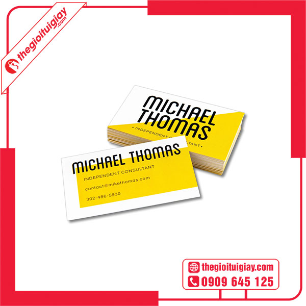Mẫu card visit màu vàng MICHAEL THOMAS