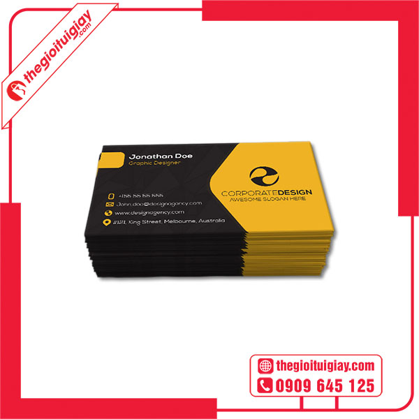 Mẫu card visit màu vàng JONATHAN DOE