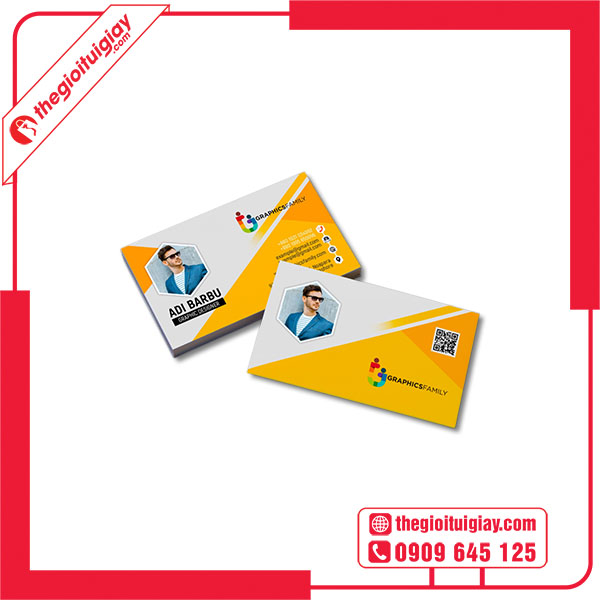 Mẫu card visit màu vàng có hình đại diện