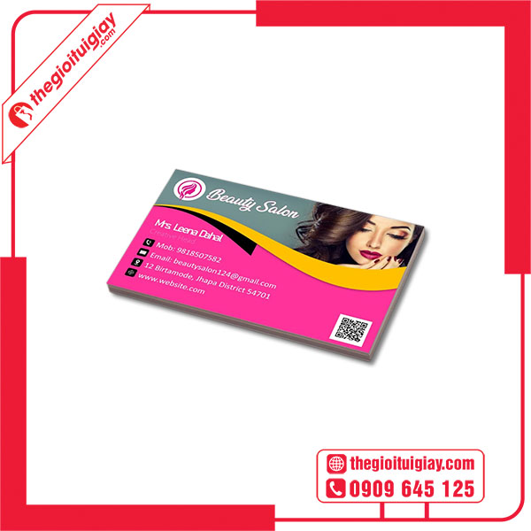 Mẫu card visit mỹ phẩm Leena Dahal