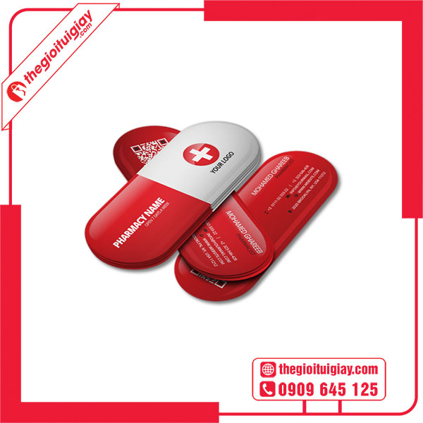 Mẫu card visit nhà thuốc thiết kế hình viên thuốc